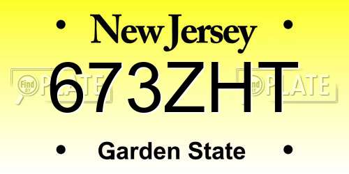 673ZHT New Jersey License Plate
