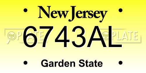 6743AL New Jersey License Plate