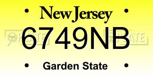 6749NB New Jersey License Plate