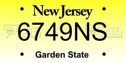 6749NS New Jersey License Plate