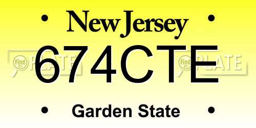 674CTE New Jersey License Plate