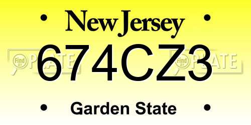 674CZ3 New Jersey License Plate