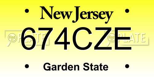 674CZE New Jersey License Plate
