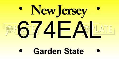 674EAL New Jersey License Plate
