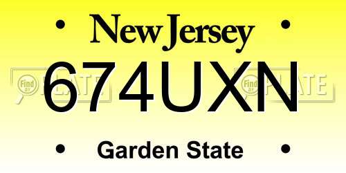 674UXN New Jersey License Plate