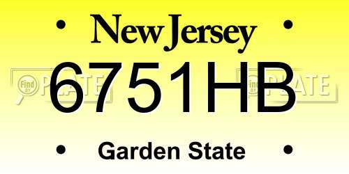 6751HB New Jersey License Plate