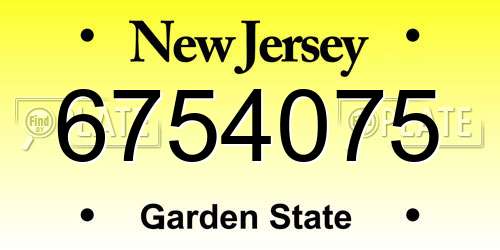 6754075 New Jersey License Plate