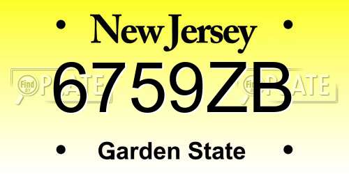 6759ZB New Jersey License Plate