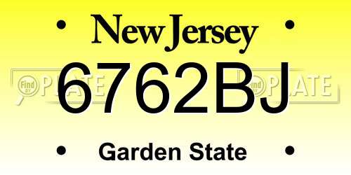 6762BJ New Jersey License Plate