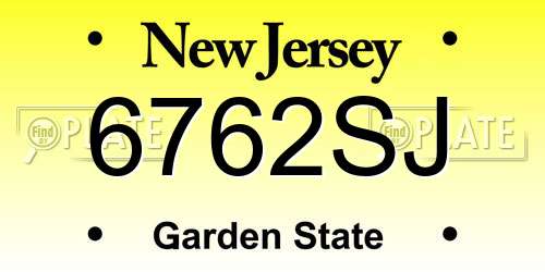 6762SJ New Jersey License Plate