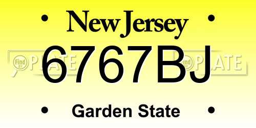 6767BJ New Jersey License Plate