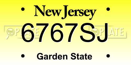 6767SJ New Jersey License Plate