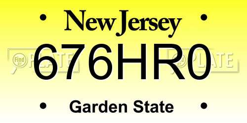 676HR0 New Jersey License Plate