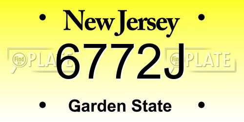 6772J New Jersey License Plate