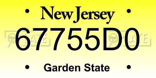 67755D0 New Jersey License Plate