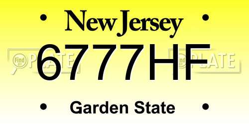 6777HF New Jersey License Plate