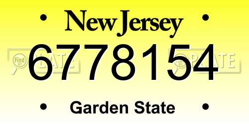 6778154 New Jersey License Plate