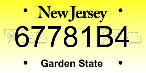 67781B4 New Jersey License Plate