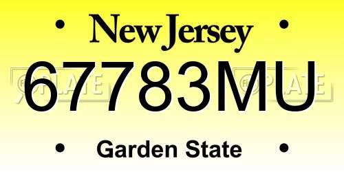 67783MU New Jersey License Plate