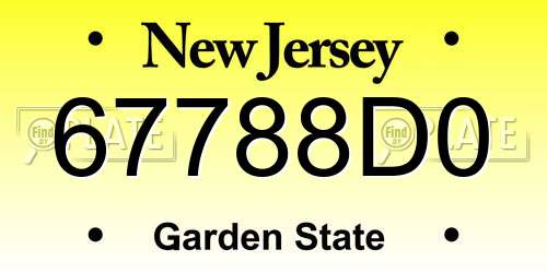 67788D0 New Jersey License Plate