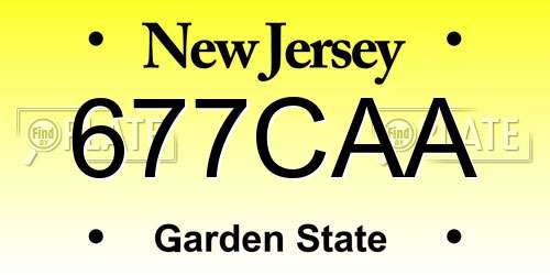 677CAA New Jersey License Plate