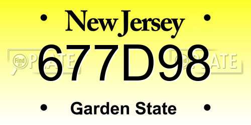 677D98 New Jersey License Plate