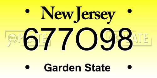 677O98 New Jersey License Plate