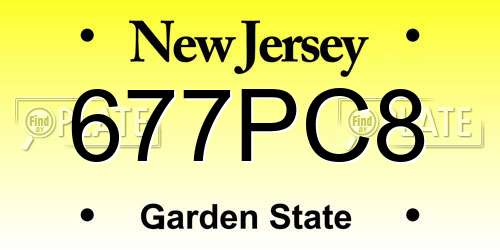 677PC8 New Jersey License Plate