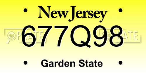 677Q98 New Jersey License Plate
