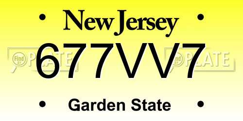 677VV7 New Jersey License Plate