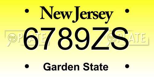 6789ZS New Jersey License Plate