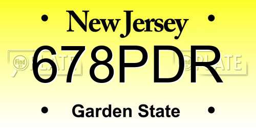 678PDR New Jersey License Plate