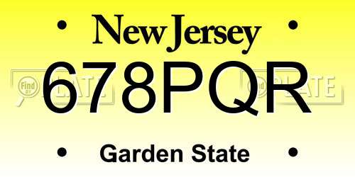 678PQR New Jersey License Plate