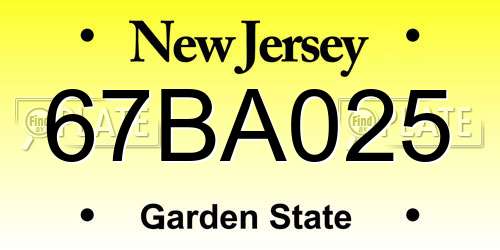67BA025 New Jersey License Plate
