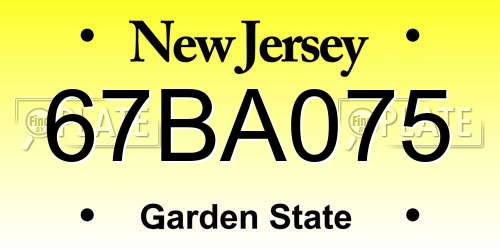 67BA075 New Jersey License Plate