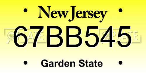 67BB545 New Jersey License Plate
