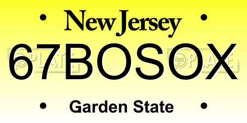 67BOSOX New Jersey License Plate