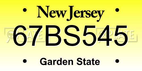 67BS545 New Jersey License Plate