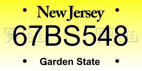 67BS548 New Jersey License Plate