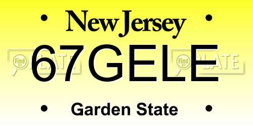 67GELE New Jersey License Plate