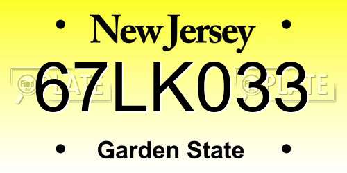 67LK033 New Jersey License Plate