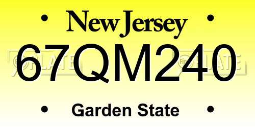 67QM240 New Jersey License Plate