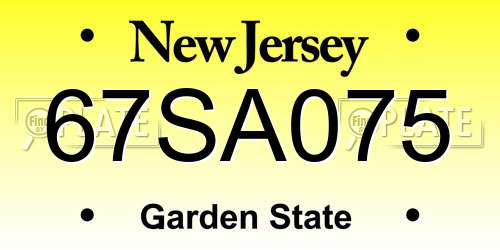 67SA075 New Jersey License Plate