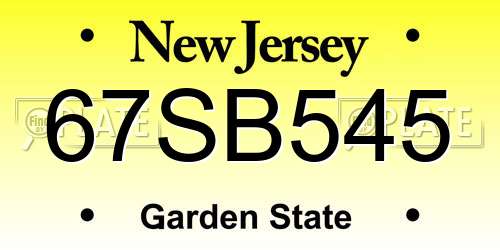 67SB545 New Jersey License Plate