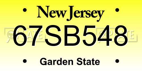67SB548 New Jersey License Plate