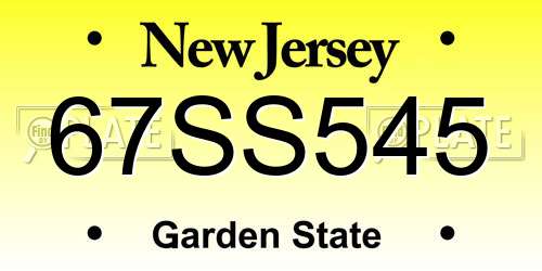 67SS545 New Jersey License Plate