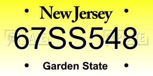 67SS548 New Jersey License Plate