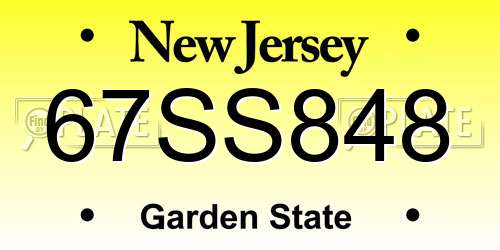 67SS848 New Jersey License Plate