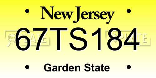 67TS184 New Jersey License Plate