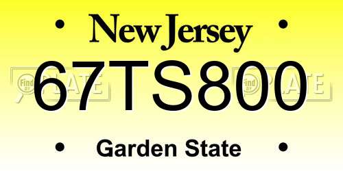 67TS800 New Jersey License Plate